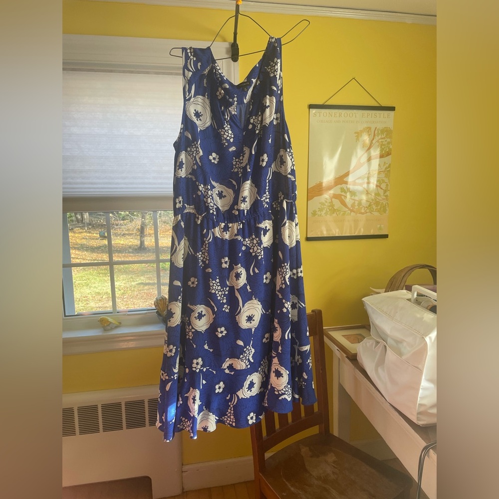 blue and white dress